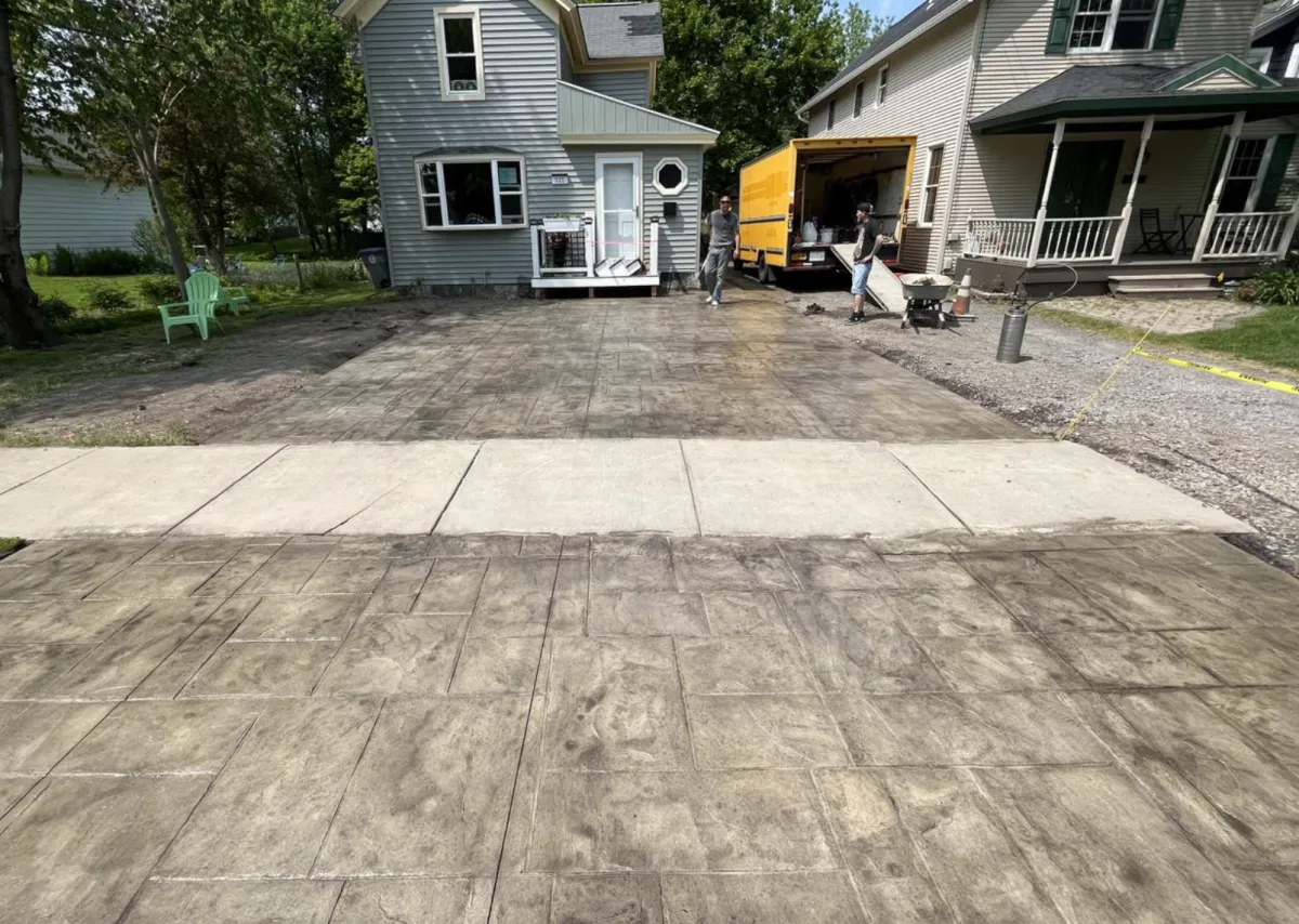 Stamped concrete driveway project in Tulsa, Oklahoma showing the value of decorative concrete