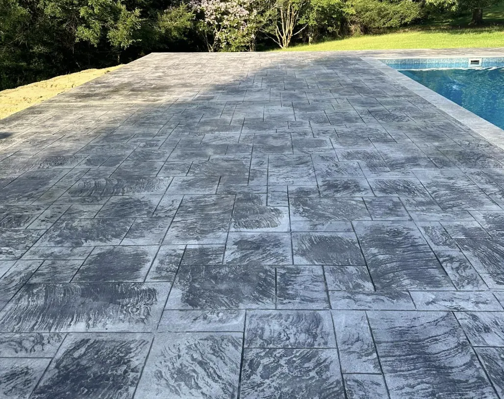 Stamped concrete pool deck near Broken Arrow, OK